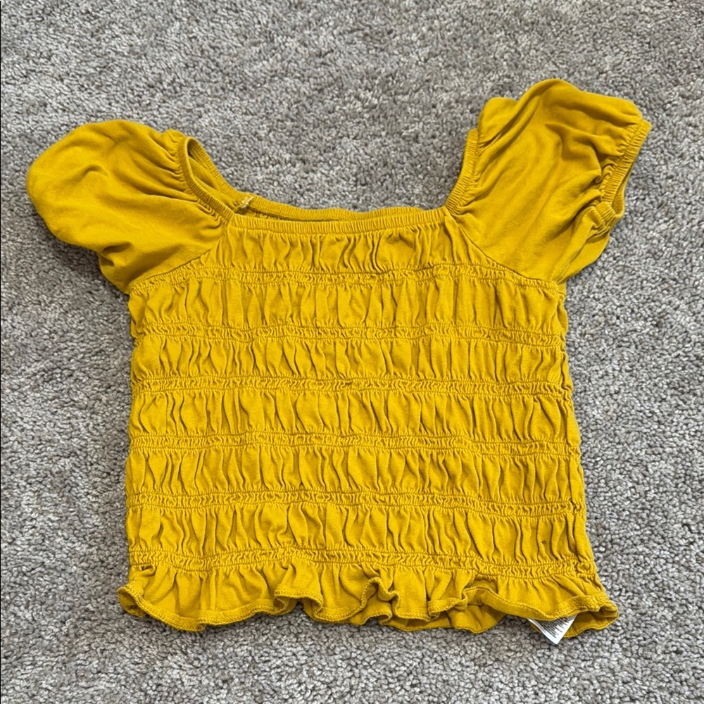 Yellow Smocked Puff Sleeve Top
